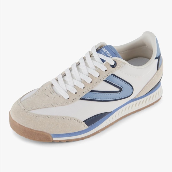 Tretorn Shoes - Tretorn Rawlins Elite White and Blue Athletic Shoes Sneakers Suede Leather - 9